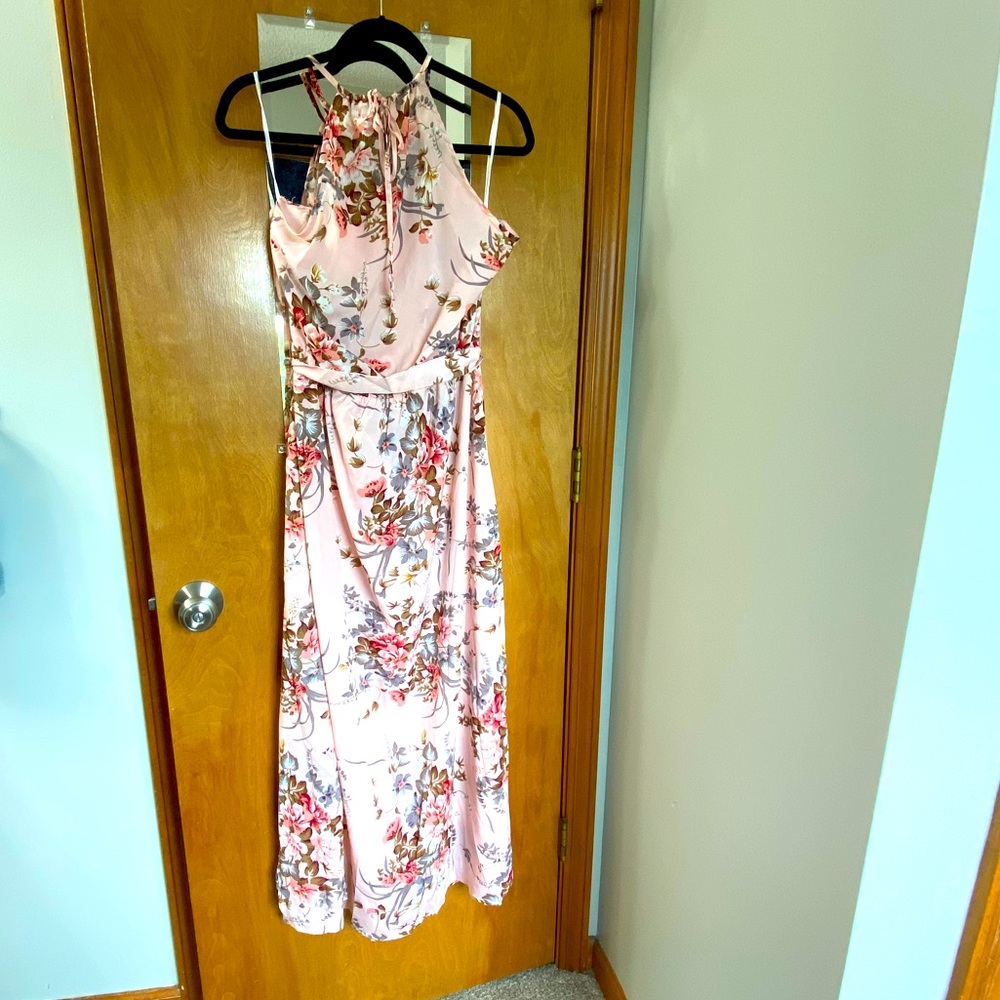 SHEIN Floor Length Blush Floral Dress